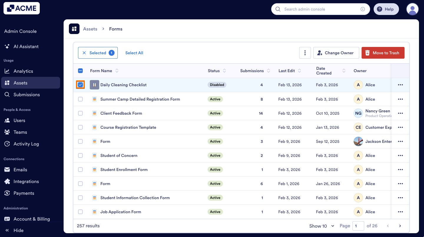 How to Enable or Disable Forms in your Organization from the Admin Console Image-13