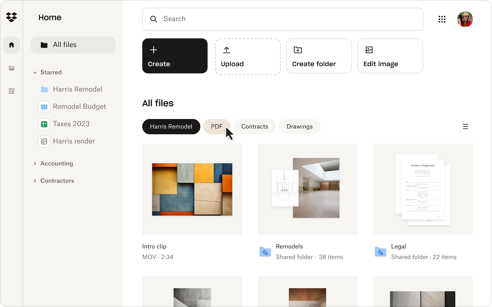 Dropbox Business web interface showing a file dashboard with folders, shared files, and navigation sidebar for team collaboration and cloud storage management