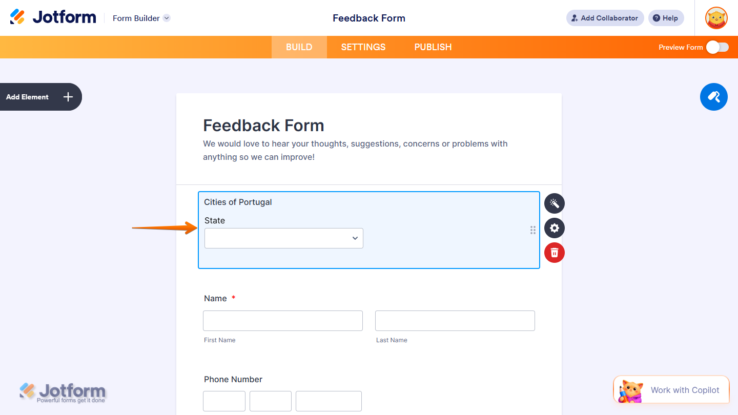 Cities of Portugal Widget in Jotform Form Builder