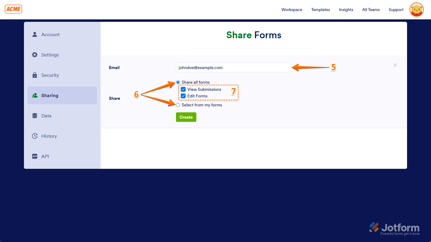 كيفية مشاركة النماذج مع مستخدمين آخرين في Jotform Enterprise Image-7