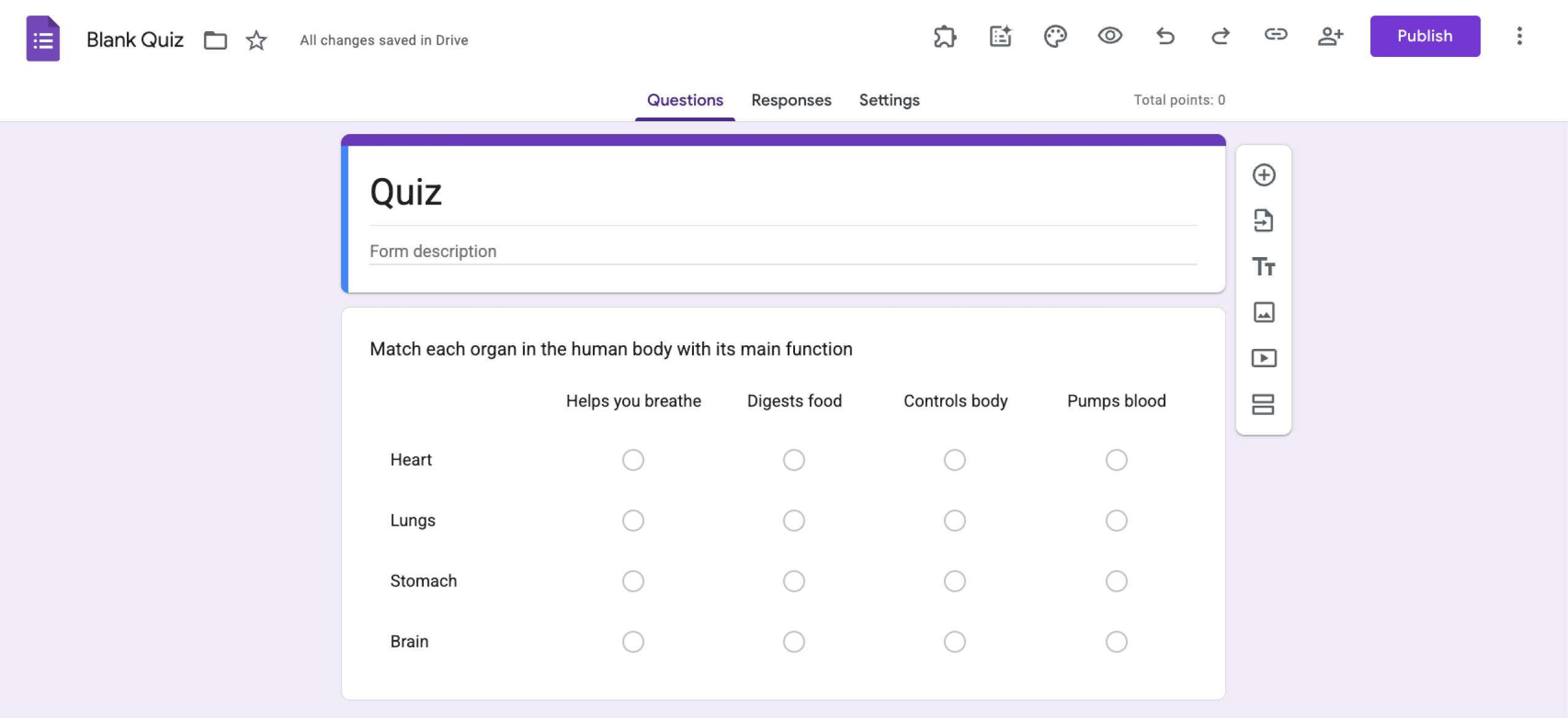 Tipo de pregunta de cuadrícula de opción múltiple de Google Forms