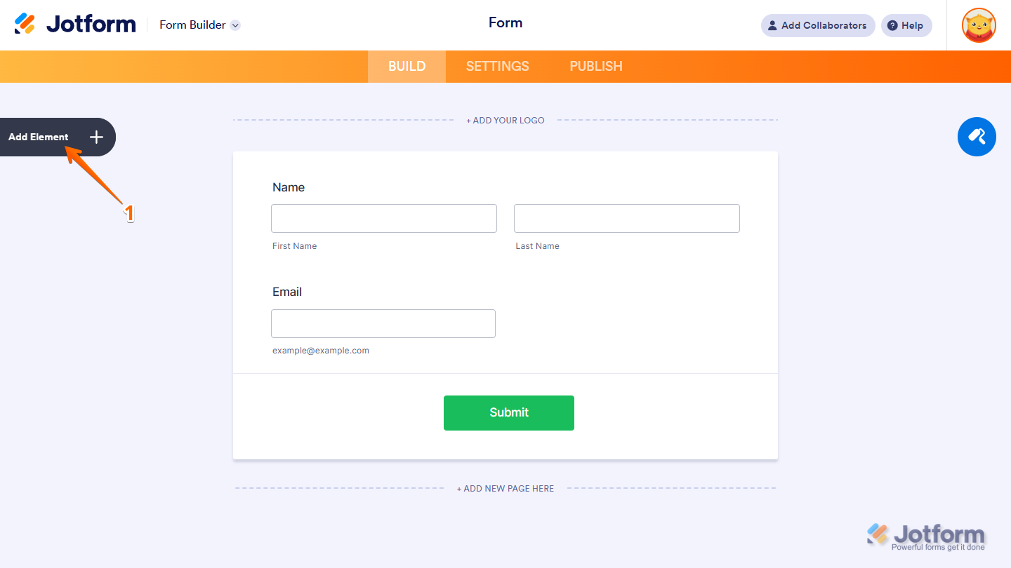Add Element in Jotform Form Builder