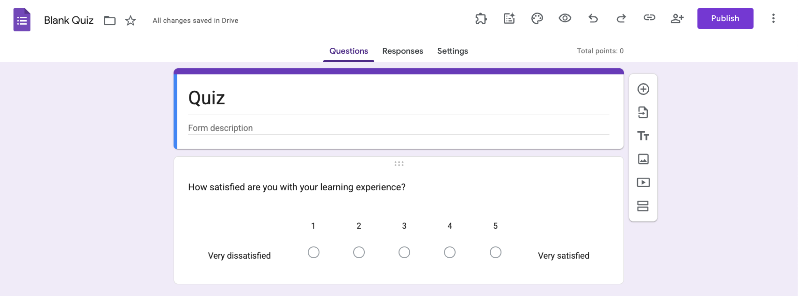 Tipo de pregunta de escala lineal de Google Forms