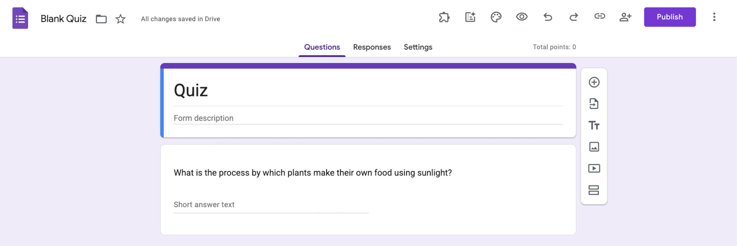 Tipo de pregunta de respuesta corta de Google Forms