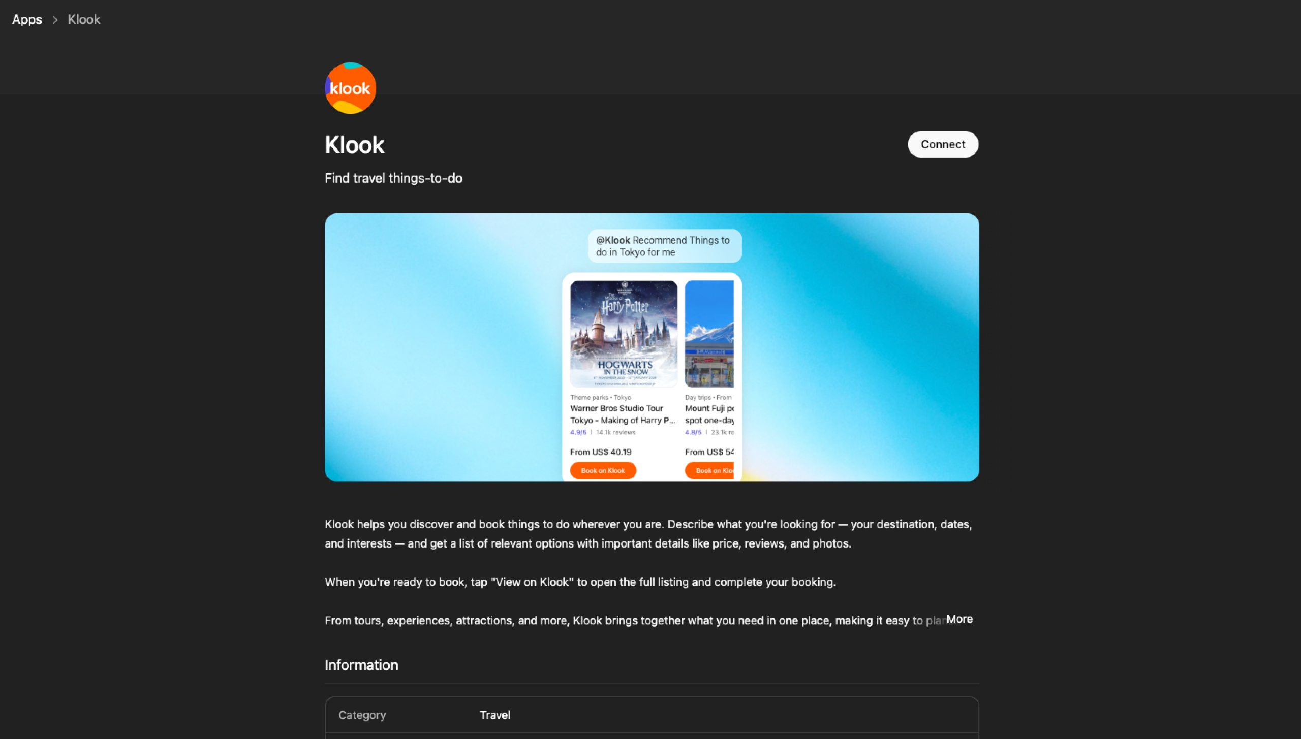 Klook ChatGPT app