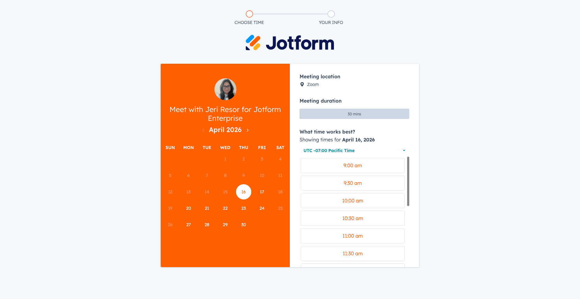 Viewing the calendar and time-availability for meeting