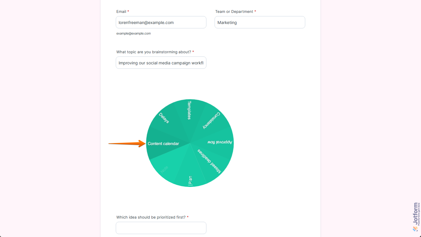 Circular widget on a Jotform form