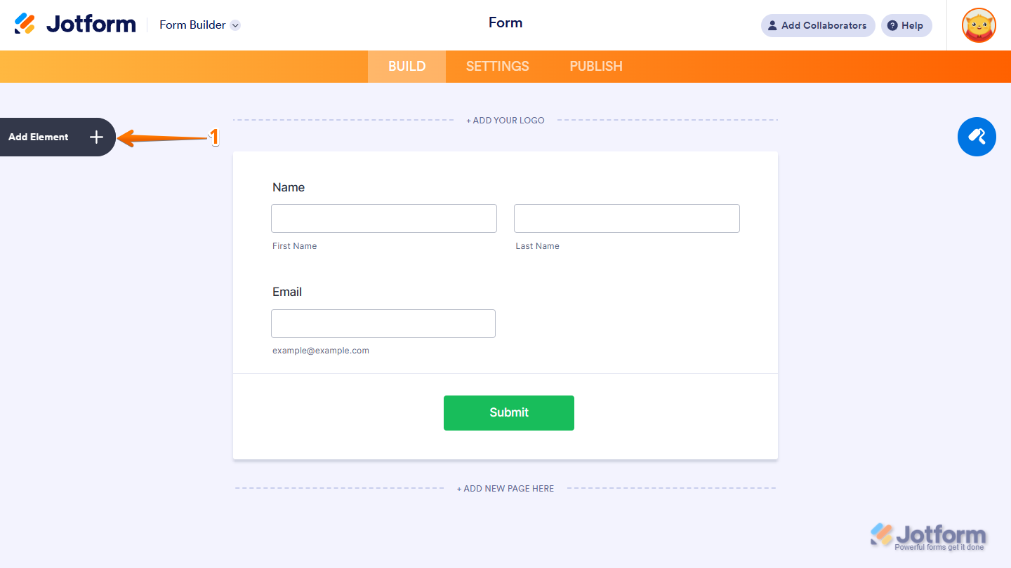 Add Element in Jotform Form Builder