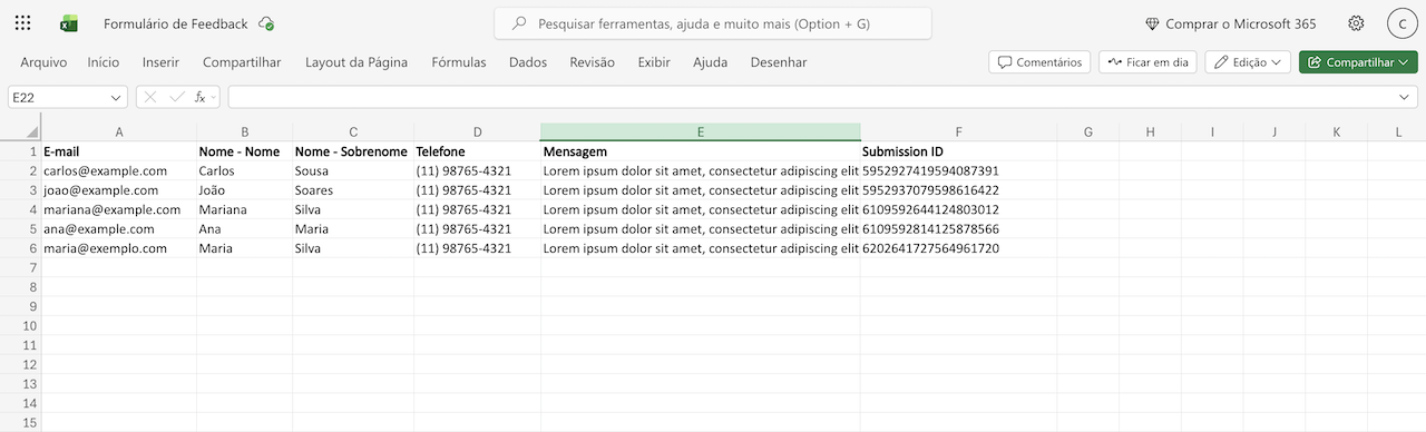 Visualizando a ação Adicionar Linha à Nova Pasta de Trabalho no Microsoft Excel