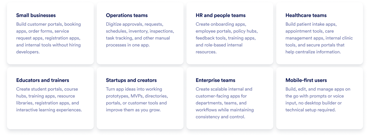 Users designed for the Jotform AI App Builder