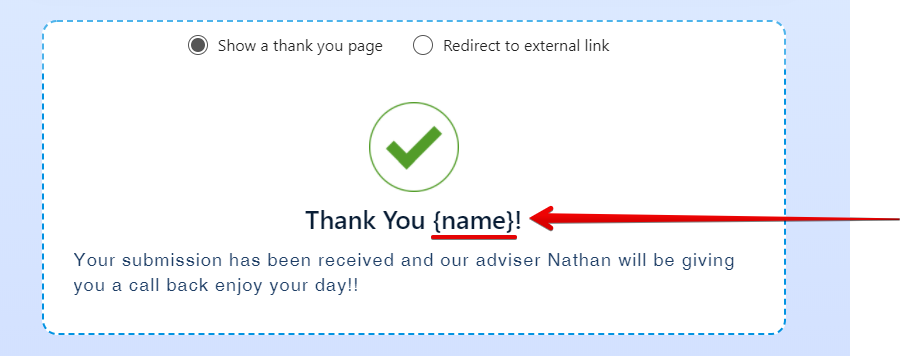 Card Form Layout: Customize Thank you page Image 10