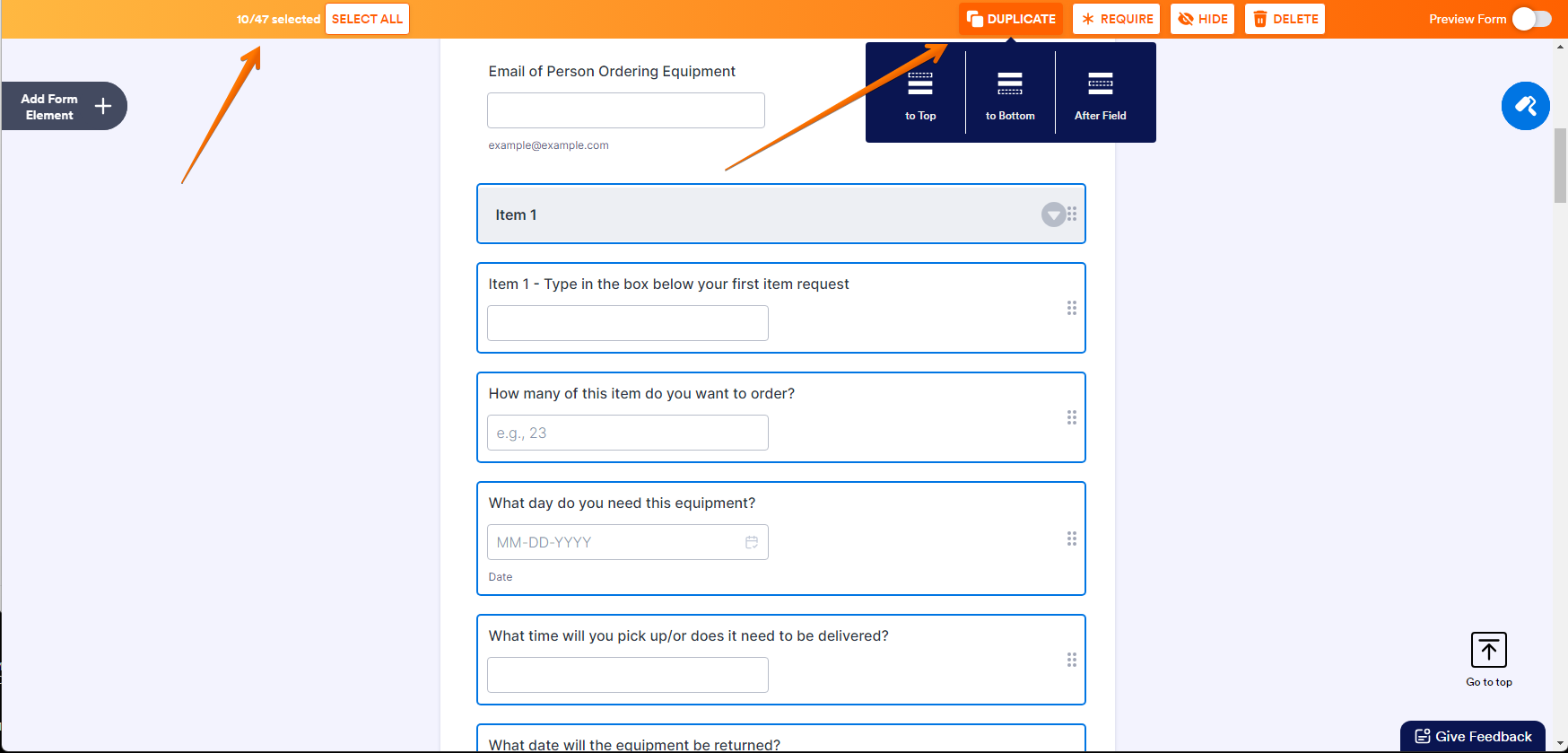 Is it possible to duplicate a section in the form? Image 1 Screenshot 20