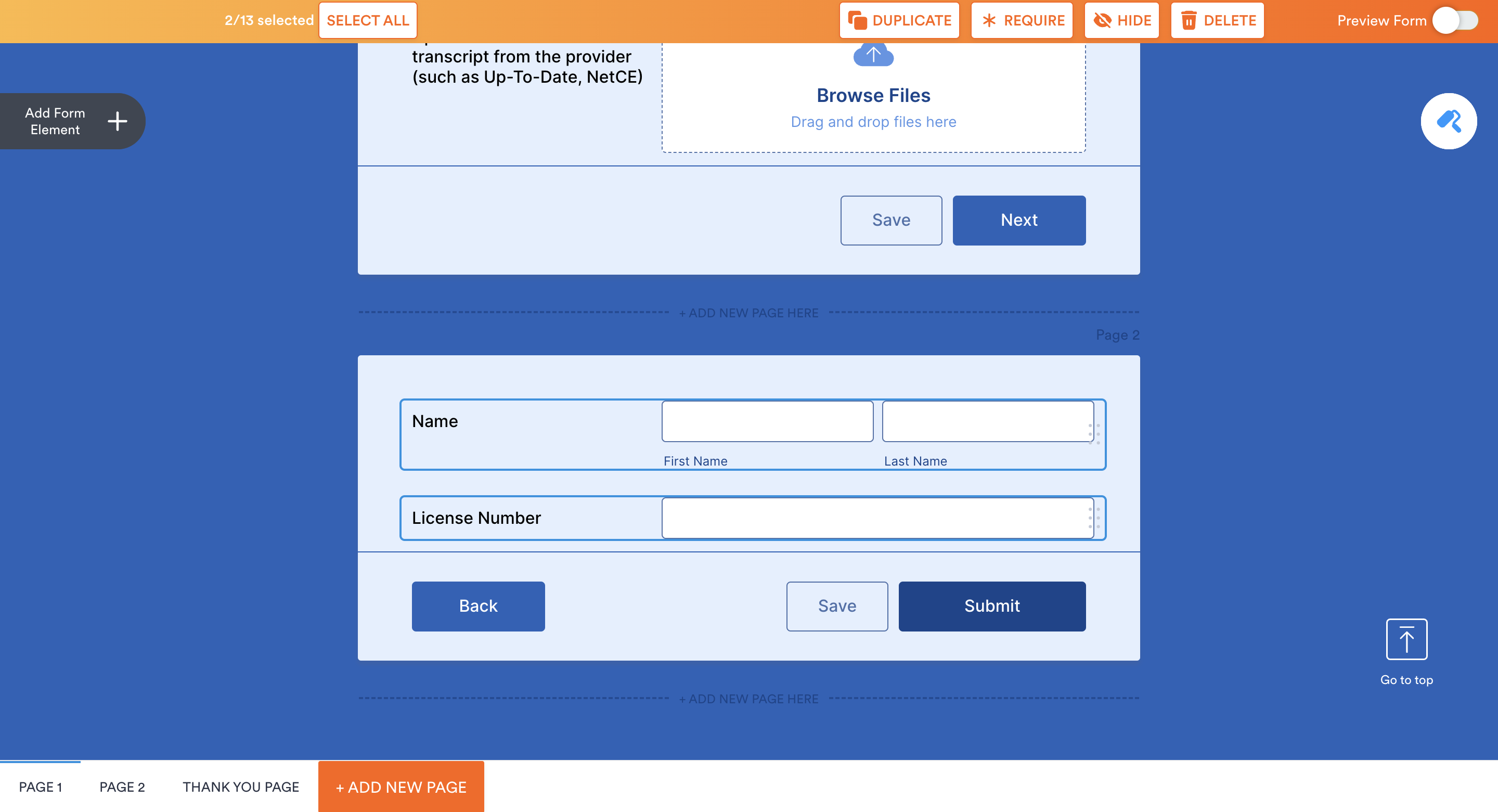 Is there a way to duplicate a page in your form Screenshot 83