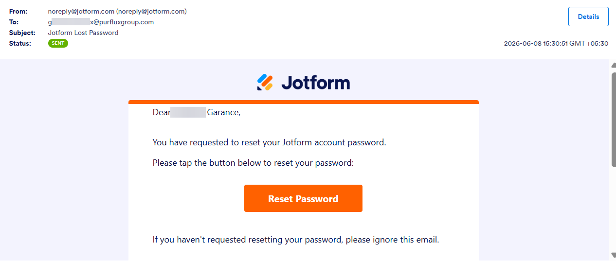 Mail de réinitialisation du mot de passe non reçu Image 1 Screenshot 20